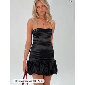 Fideo Strapless Bubble Hem Mini Dress Black